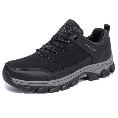 1 Pair Men's Letter Waterproof Lightweight Lace-Up Breathable Soft Sports Casual Hiking Hunting Outdoor Trekking Park Running Shoes