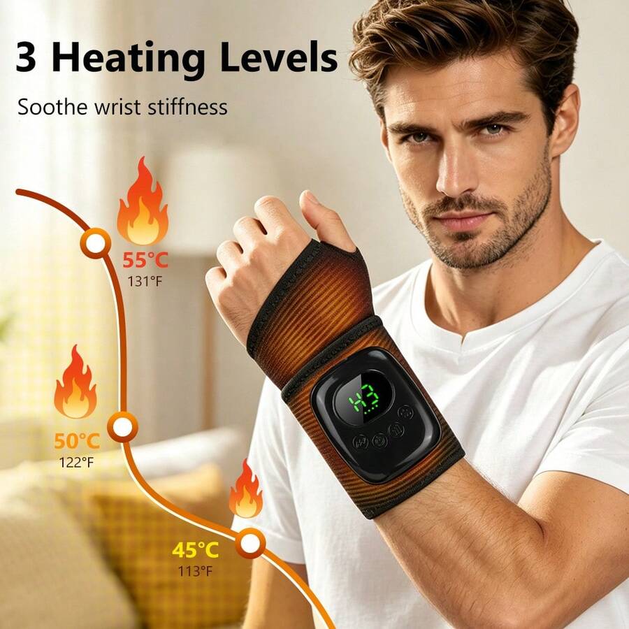 Hailicare Airbag Massage Wrist Support, 4-Level Intensity 3-Level Heat Therapy, USB Rechargeable, Home Office Wrist Care Band, Hand Massager, Christmas Holiday Gift - View 1