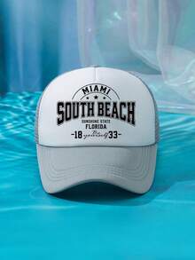 1件裝 男士 SOUTH BEACH 1833 綠色多色印花個性化戶外休閒時尚沙灘露營防曬透氣網眼可調尺寸棒球帽卡車帽禮物，適合日常配戴 - D - 查看 16