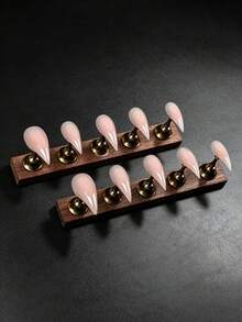 10片裝 25mm 獨特復古街頭風 極簡休閒優雅日常 精緻甜美可愛 素色肉粉色 手工短款貓爪壓貼式假指甲套組，適合女孩與女性，讓妳更迷人 - 藕粉色 - 查看 4