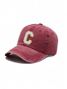 1pc Unisex Printed Washed Distressed Baseball Cap,Soft Adjustable Trucker Hat For Women Men,Gift,Summer,Beach,Holiday,Travel,Sports Streetwear - Burgundy - View 9