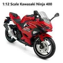 Burago Model Motor Die-Cast Paduan Aluminium Kawasaki Ninja 400 Skala 1:12 (Hijau/Merah), Dekorasi Meja Kreatif dengan Dudukan Pajangan, Hadiah - MultiWarna - View 10