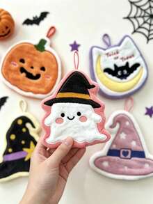 3/5 Buah Handuk Tangan Berbentuk Halloween, Handuk Gantung Bulu Karang Berdaya Serap Tinggi, Cocok untuk Kamar Mandi dan Dapur - MultiWarna - View 2