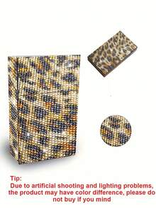Full Rhinestone Leopard Print Mini Hair Clip Storage Box, Luxury Rhinestone Portable Multi-Functional Storage Box, Internet Celebrity Ins Style Portable Makeup Tool Storage Bag. Flip Cover Dust-Proof Design, Suitable For Travel, Hotel, Commute And Daily Storage. Exquisite Rhinestone Leopard Print, Suitable For Makeup Bloggers, Makeup Lovers, Can Store Mini Makeup Brushes, Lip Brushes, Fashionable Versatile Portable Makeup Storage Item. Couples, Birthday Gift, Back To School Season, Teacher's Day - Multicolor - View 10