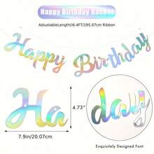 3pcs Rainbow Birthday Banners, Hanging Star Tassel Flags, Shiny Rainbow Party Decorations, Suitable For Women, Men, Girls And Adults - Multicolor - View 3