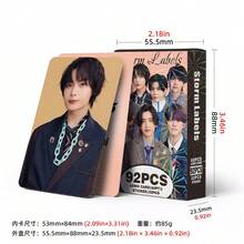 92pcs Storm Labels Boy Band LOMO Card Set, Includes 60 High-Definition Collectible Cards + 32 Character Stickers, Clear Printing Of Single And Group Multi-Pose Photos, Thick Laminated Scratch-Resistant And Waterproof, Suitable For Card Album Storage, Planner Decoration, Fan Support, Desktop DIY, European And American Idol Merchandise Gift Box, Student Fan Collection Gift Creative Card And Sticker Combination - Multicolor - View 7