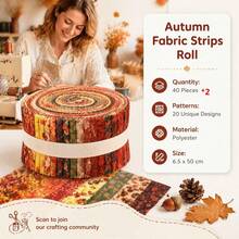 20 Colors - 100% Polyester Fabric Pre-Cut Strips, For Quilting, Handcrafts And Sewing, 40 Pieces 6.5cm X 50cm Set, Suitable For Carpets, Quilts, DIY Crafts And Home Decor - Autumn Art - Variant - View 12