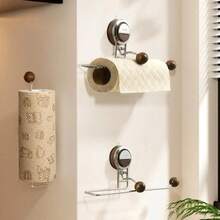 1 cái giá treo khăn giấy nhà bếp có cốc hút, giá treo giấy vệ sinh bằng thép không gỉ, kệ để khăn giấy, giá treo giấy vệ sinh, phụ kiện phòng tắm - Nhiều màu - Xem 9