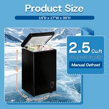 WANAI 2.5 Cu.Ft Deep Freezer Small Chest Freezer Top Open Door Two Baskets Digital Display Black - US B Type Plug(110-127V) - View 2