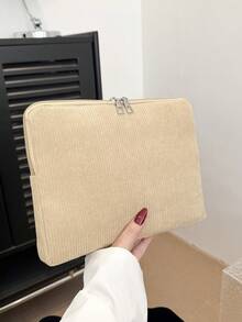 Solid Color Minimalist Luxury Laptop Case, Multi-Size Laptop & Tablet Storage Bag, Computer Bag - Khaki - View 5