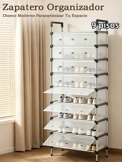 Zapatero Metálico de 9/8/7/6 Niveles - Montaje y Desmontaje Fácil, Organizador de Gran Capacidad para Entrada, Pasillo, Sala de Estar, Dormitorio, Baño