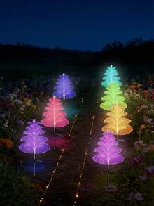 Solar Powered LED Fountain 5-Layer Jellyfish Light, With Starry Seven-Color Changing, Outdoor Lighting Waterproof, Multi-Layer Jellyfish Shaped Solar Flower Light, Suitable For Garden, Yard, Outdoor, Holiday Party Gift - One Size - View 7
