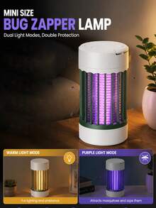 可充電蚊子電擊拍,附電網設計,適用居家與露營,USB充電便攜式果蠅與小飛蟲陷阱,紫色光昆蟲誘捕燈,室內外陽台可用 - 彩色 - 查看 5