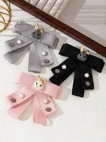 1pc Elegant Style Satin Ribbon Rhinestone Palace Badge Women Brooch, Luxury Jewelry Brooch Suitable For Daily Wear, Wedding/Party Gift - classic - View 12
