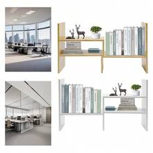 GDAE10 Desktop Bücherregal, Schreibtisch-Regal-Organizer aus Holz 60X17X35CM, Flexible Anpassung Regal, für Büro Arbeitszimmer Schlafzimmer a nice gift for friend - Standard - Übersicht 8