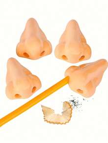 3pcs Funny Nose Shaped Pencil Sharpeners, Suitable For Teenagers, Perfect School Supplies, Gag Gifts And Birthday Party Favors, Suitable For Boys And Girls, Ideal Teacher Rewards, Suitable For Winter And New Year - Khaki - View 1