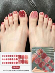 Cross-Border New Arrival Semi-Cured Gel Summer Toe Nail Stickers, Glitter Flash Design, In Stock Wholesale, Waterproof & Long-Lasting - Pink - View 2