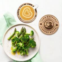 8入心形咖啡杯墊，木製杯墊，節日家庭聚會必備，適用於酒吧、辦公室、居家及各種場合 - a - 查看 9