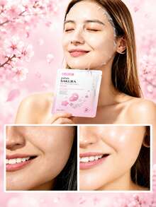 1/5/10PCS Sakura Collagen Essence Mask - Anti-Aging, Moisturizing, Whitening, Firming, Smoothing Fine Lines, Shrinking Pores, Brightening Skin Tone, Suitable For Summer, Christmas Gift Box, Can Be Used For Makeup And SPA - Multicolor - View 5