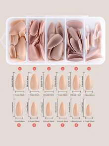 HOTWAY 120 Piece Box Set Full Sticker Fake Nail Tips - Mid Almond And Long Coffin Trapezoid Wearing False Nails, Nude Matte And Glossy Nail Patches, Made Of Acrylic Material, Available In 12 Sizes, Perfect For Nail Art And DIY Home Nail Products - Multicolor - View 12