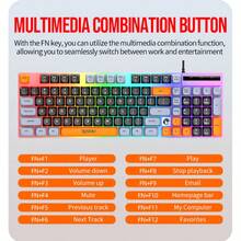 RAIKU Set Keyboard dan Mouse Gaming T28 Berkabel dengan Lampu Latar Tiga Warna dan Nuansa Mekanik, Keyboard Berkabel 98 Tombol dengan Lampu Latar, Mouse Gaming 3 Tombol - View 6