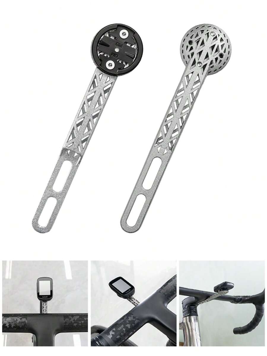 Dudukan Komputer Sepeda Paduan Titanium Cetak 3D ZRACE, Kompatibel dengan Wahoo/Bryton, Dudukan Stang Aerodinamis Terintegrasi (Perak) - Perak - View 1
