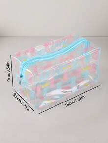 1pc Aesthetic Fruit Print Transparent PVC Pencil Case, Large Capacity Zipper Stationery Pouch, Portable Desk Storage Bag, Durable School Office Organizer, Back To School Supplies‑KOUZIO - Transparent Fruit Print - View 6