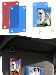 Magnetic Car Sunshade Photo Frame DIY Car Interior Decor, Couple Gift, Pet Family Memorial Photo Frame Clip, Car Interior Accessories - Multicolor - View 11
