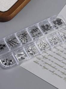 12 Grids Silvery/Golden Metal Music Note Nail Charms 3D Musical Symbol Guitar Nail Decoration Punk Microphone Star Accessories - Multicolor - View 8