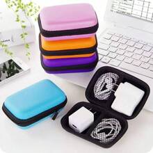 1pc EVA Earphone Storage Bag, Hard Shell Shockproof, Large Capacity Portable Data Cable Organizer, Suitable For Earphone Storage, Data Cable Storage, Desktop, Travel, Office, University, Gift For Students And Office Workers - Headphone Storage Bag - View 2