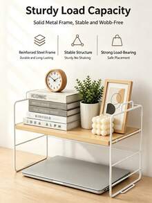 Iron Single-Layer Desktop Storage Rack, Desk Bookshelf, Organizer Shelf, Minimalist Office Desk Bookshelf, Small Iron Desktop Storage Rack, Bookshelf With Guardrail, Suitable For Office, Dorm, Kitchen Counter, Bathroom And Bedroom Storage, Can Be Used As Bookshelf, Spice Rack, Cosmetic Storage Rack And Desktop Organizer, Suitable For Students, Office Workers And Home Use, Essential For Office And Dorm, Perfect Choice For Back To School, Teacher's Day, Holiday Gifts - Multicolor - View 9