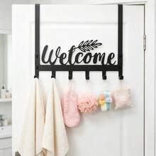 No-Drill Towel & Bath Towel Hook For Behind Door, Black Iron Rose TOWELS Hanging Rack, Bathroom Door Coat & Hat Rack, Multi-Hook Storage Rack For Bath Towels, Bedroom Door Behind Bag, Hat & Key Hook, Thanksgiving, Holiday, Perfect Gift Choice - View 8