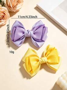 6PCS Multi-Color Multi-Layer Bow Hair Clips, 6 Colors Combination, Suitable For Daily Wear, Perfect Gift Choice - Multicolor - View 5