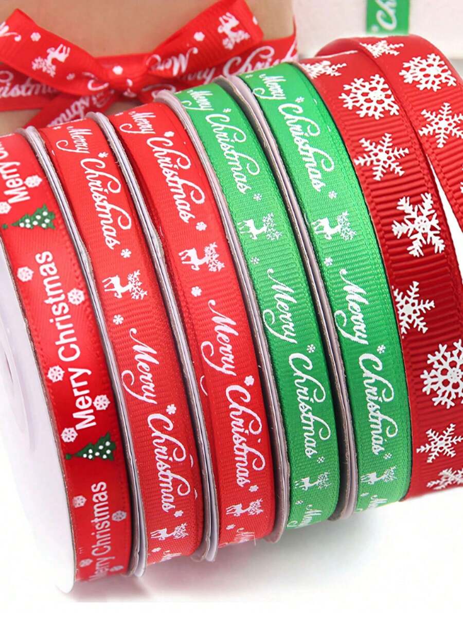 10 Yardas/Rollo Cinta de Envoltura de Regalo Navideña con Acabado Acanalado y Lámina Dorada, Cinta de Sellado de Decoración Navideña, Adecuada para Fiesta Navideña, Decoración de Cajas de Regalo de Repostería, Decoración Navideña, Envoltura de Regalos para Fiesta Navideña - Talla única - Ver 1