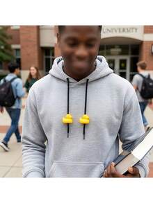 2pcs Yellow Duck Drawstring Locks - Cute Hoodie Cord Beads Decor, Universal Hoodie Drawstring Stoppers, Fun Ins Style Fashion Clothing Accessories, Unisex - A - View 7