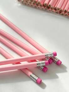 50/40/20pcs Pink Triangular Pencil Set With Colored Pencil Tip Eraser, 2-In-1 Protective Cap, Wood, No-Break Lead, HB Pencils For Students Writing And Sketching, Back To School Essential, Bulk Pack For Classroom Purchase - Pencil - View 6