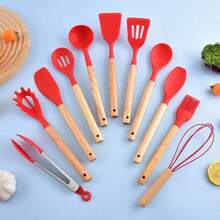 1pc Wooden Handle Silicone Kitchen Utensil, Cooking Whisk Tool, Heat-Resistant Food Mixer Accessory, Kitchen Tool; Whisk, Kitchen Accessory, Kitchen, Tableware Set - Multicolor - View 4