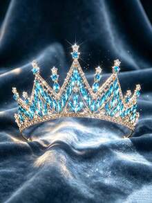 1pc Bridal Wedding Crown Headpiece Crystal Rhinestone Hair Hoop New Style Tiara - 44023 Lake Blue - View 4