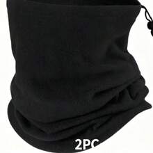 2pcs Black Fleece Winter Balaclava Neck Warmer, Windproof Warm Face Mask, Multi-Purpose Elastic Thermal Neck Scarf, Unisex, Suitable For Outdoor Skiing, Cycling, Running, Motorcycle, Snow Cold Weather Protection Headwear - Multicolor - View 5