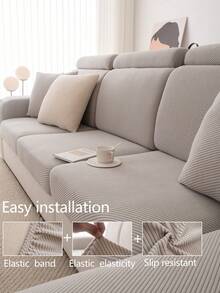1pc Elastic Thickened Comfortable Fleece Sofa Cover, Non-Slip Full Coverage Sofa Seat Cover, All-Season Universal Sofa Cushion Cover, Fabric Thickened Sofa Cover Cloth, Machine Washable, Dust-Proof, Dirt-Resistant, Home Decor, Pet-Friendly Protective Cover, Light Gray Fresh Room Decoration, Adjustable Corner Sofa Cover Suitable For Bedroom, Office, Living Room Combination And L-Shaped Sofa Blanket And 1234 Seat Covers - Light Grey - View 8