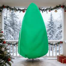 OUKANING Green Upright Christmas Tree Storage Bag For 9ft Artificial Tree, Tapered Dust Cover With Zipper Drawstring Bonded Fabric Organizer For Garage Attic Home Storage - Green - View 8