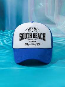 1件裝 男士 SOUTH BEACH 1833 綠色多色印花個性化戶外休閒時尚沙灘露營防曬透氣網眼可調尺寸棒球帽卡車帽禮物，適合日常配戴 - D - 查看 28
