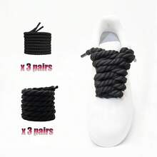 6 Pairs 3 Sets 8mm+5mm Handmade Cotton Rope Shoelaces, Suitable For Daily Replacement, Fit For Skate Shoes And Sports Shoes - 3-piece Set - 8mm+5mm Black Cotton Rope - View 16
