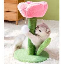1pc Tulip Shaped Cat Scratching Board With Sisal Rope, Pet Cat Scratching Post Toy - Multicolor - View 4