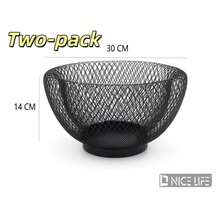 Black Metal Fruit Basket, Round Hollow Mesh Countertop Fruit Bowl, 3 Sizes Available, Fruit Holder With Stable Base, Ventilated Metal Storage Bowl For Fruits, Snacks And Tabletop Home Decorations - Black - View 14
