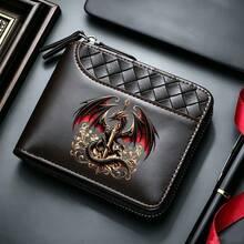 Dragon King PatternMen's PU Wallet | Black,Zipper Closure, Multiple Card Slots,Large Capacity,Stitching Design-Perfect Gift For Father,Husband,Brother - Multicolor - View 13
