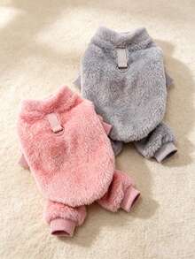 1pc Plush Fleece Pet Jumpsuit Four-Legged Clothing Dogs Clothes Autumn/Winter Windproof Warm Outfit Suitable For Puppy Small Dogs - Multicolor - View 7