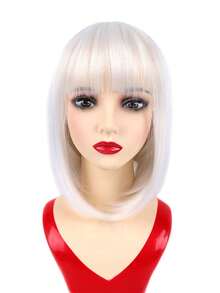 Short Straight Bob Synthetic Wigs Pink Hair Wig With Bangs For Women Cosplay Cute Wig Heat Resistant Fiber Halloween Wear - Multicolor - View 22