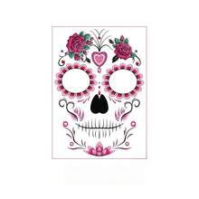1pc Day Of The Dead Sticker, Sugar Skull Catrina Makeup Set, Halloween Mask Temporary Tattoo, Skull Face Paint Day Of The Dead Decoration, Accessories, Gift, Costume - Multicolor - View 6