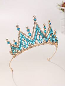 1pc Bridal Wedding Crown Headpiece Crystal Rhinestone Hair Hoop New Style Tiara - 44023 Lake Blue - View 7